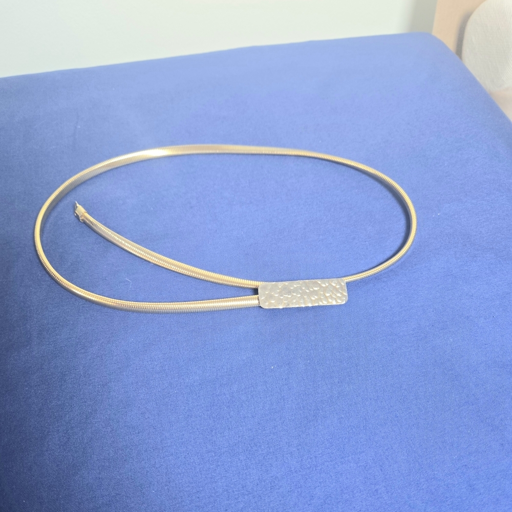 Vintage Gold Skinny Stretch Belt With Hammerd Buckle